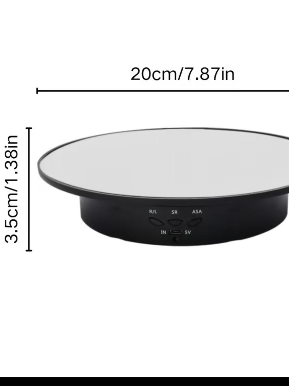 Rotating MIRRORED  Display Turntable - Silver Top, Black Base - Picture 3 of 6